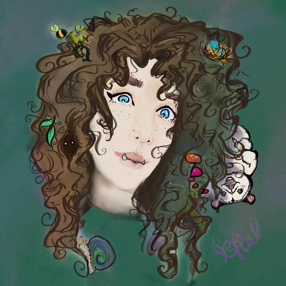 self portrait illustrated self portrait by feral moonbeam